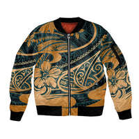 Polynesian Tribal Sleeve Zip Bomber Jacket LT6 Unisex Green - Polynesian Pride