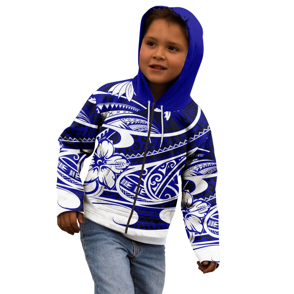 Polynesian Tribal Kid Hoodie Blue LT6 - Polynesian Pride