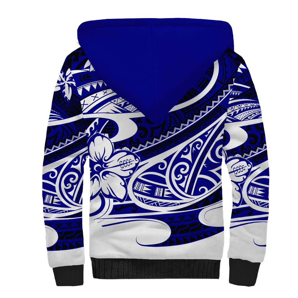 Polynesian Tribal Sherpa Hoodie Blue LT6 - Polynesian Pride