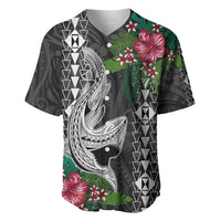 Hawaii Kakau Baseball Jersey Mix Sharks Polynesian Hibiscus LT6 - Polynesian Pride