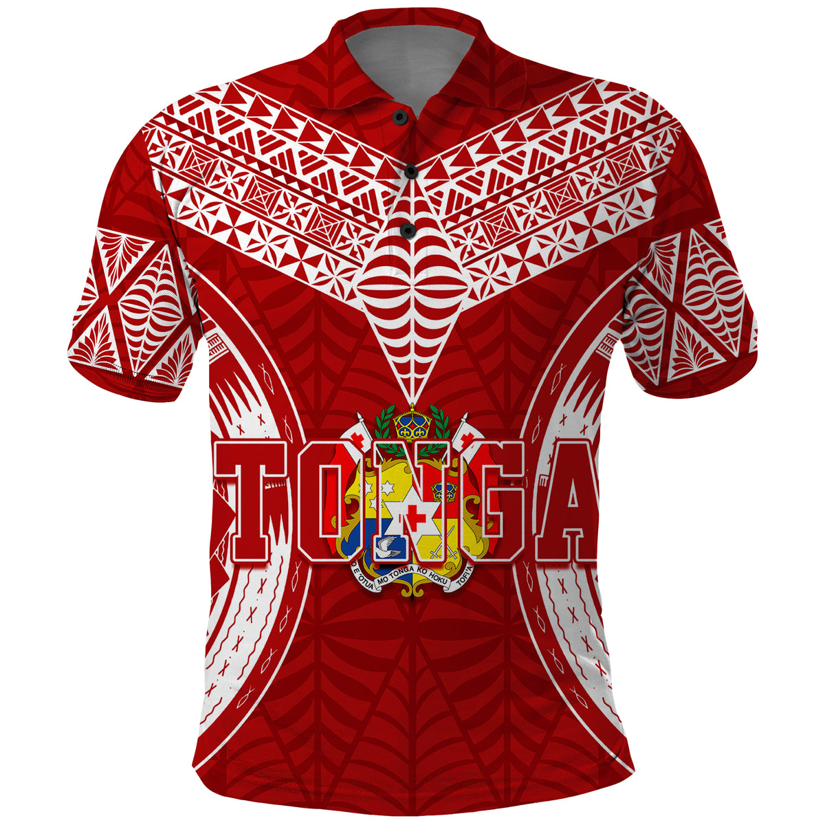 Custom Tonga Independence Day Polo Shirt Kupesi Pattern Mix Style LT7 Red - Polynesian Pride