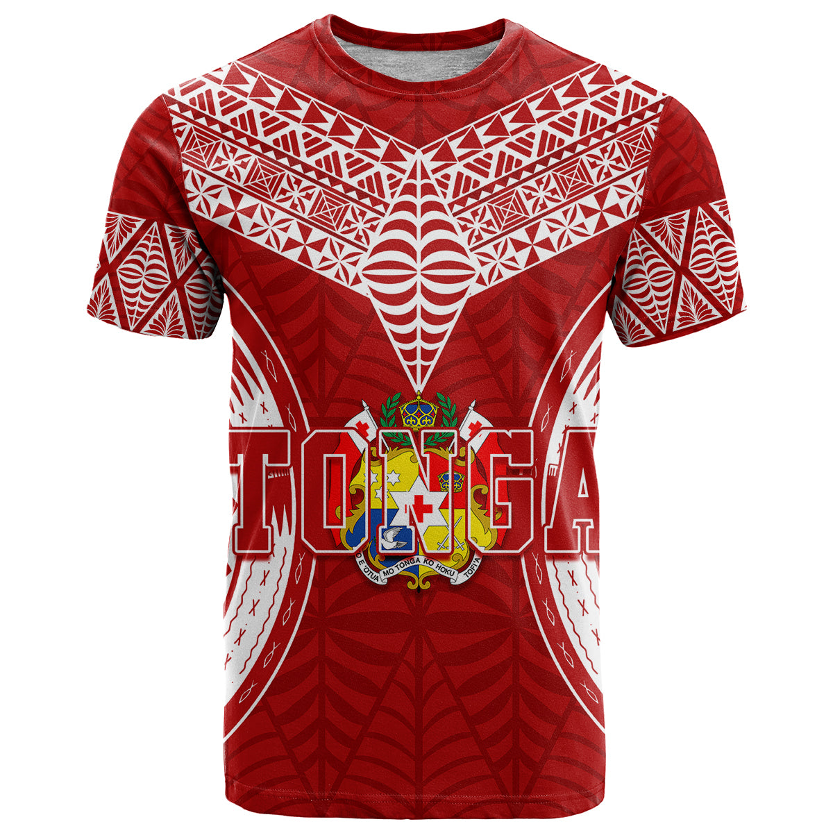 Custom Tonga Independence Day T Shirt Kupesi Pattern Mix Style LT7 Red - Polynesian Pride
