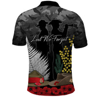 ANZAC DAY Polo Shirt Camo Style Slouch Hats Mix Silver Fern Golden Wattle LT7 - Polynesian Pride
