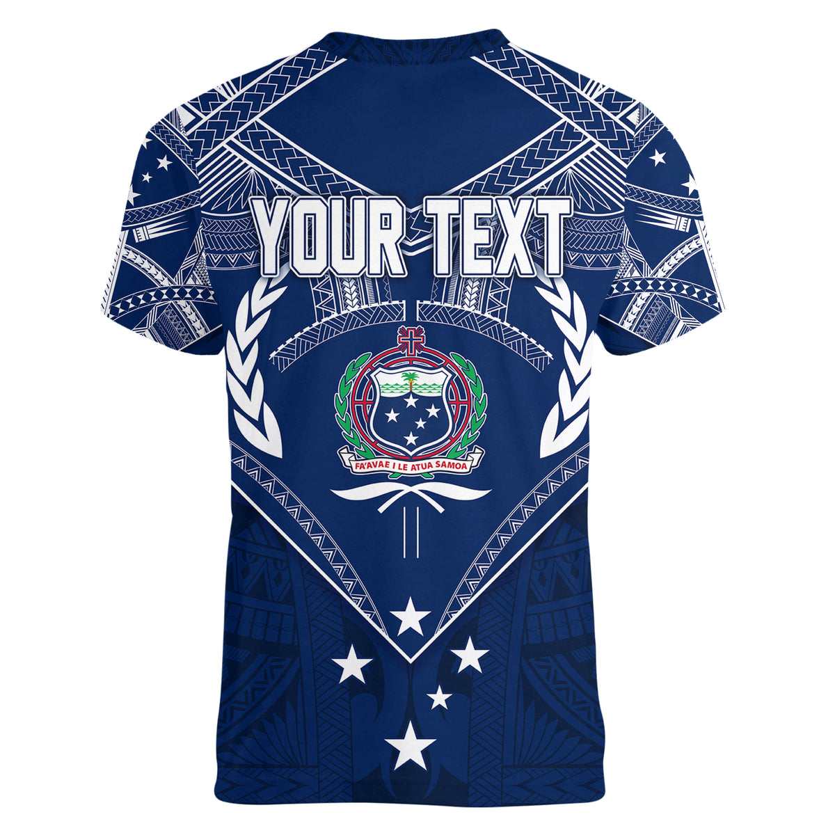 Personalised Samoa Independence Day Women V Neck T Shirt Chest Tattoo Symbolic Style LT7 - Polynesian Pride