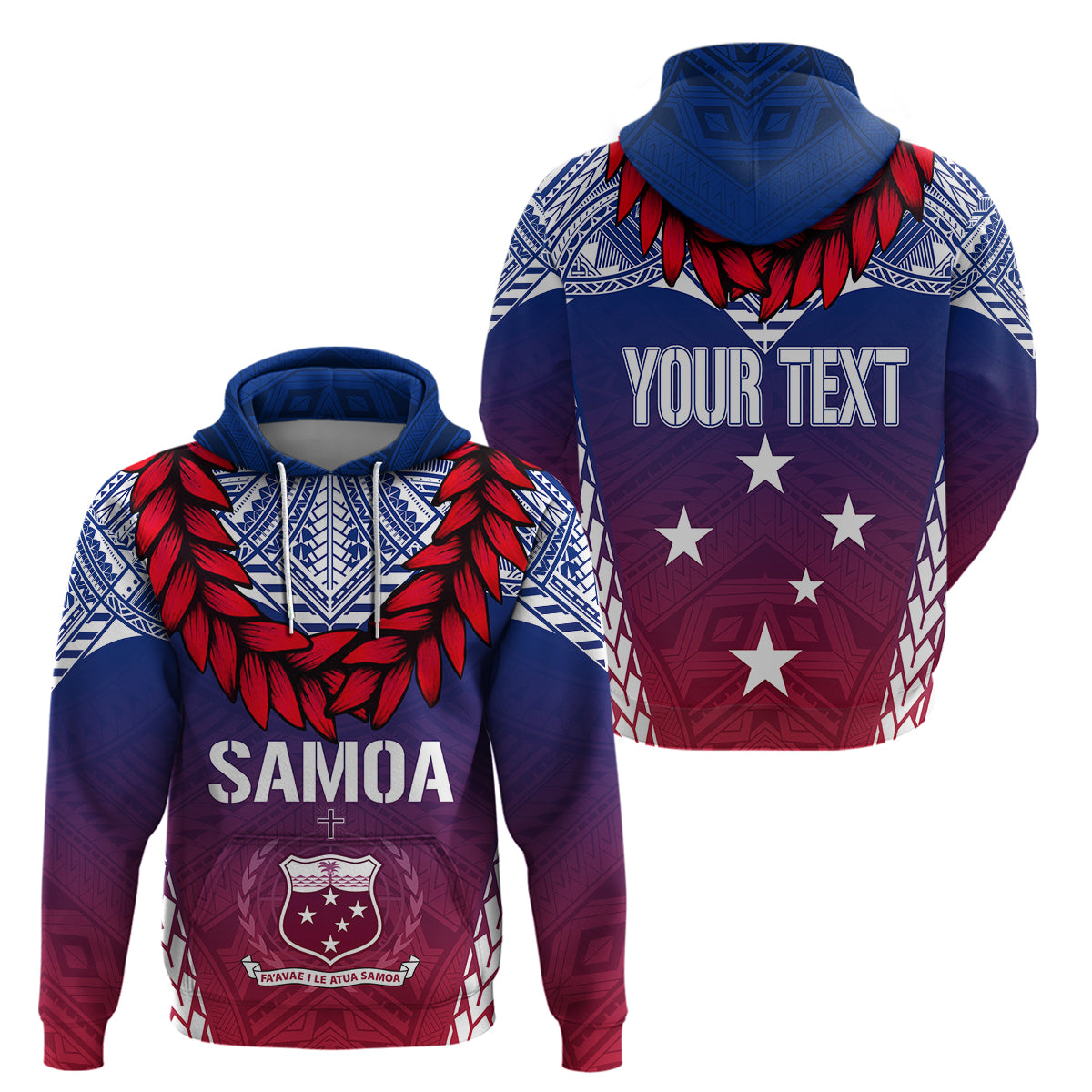 Custom Samoa Independence Day Hoodie Ula Fala Gradient Color LT7 Pullover Hoodie Art - Polynesian Pride