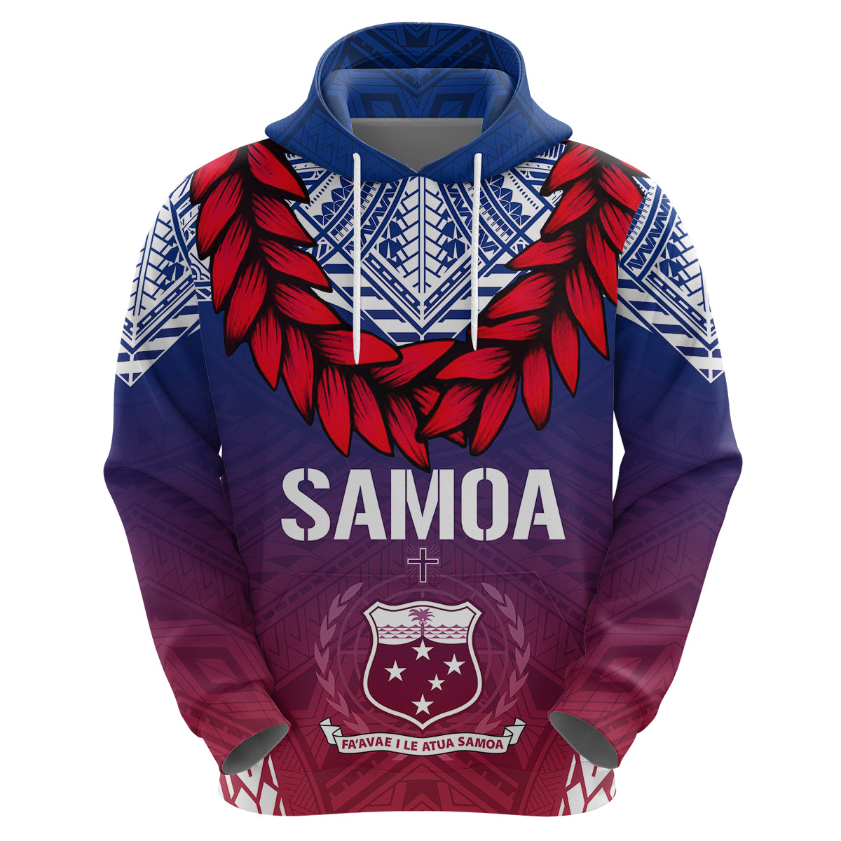 Custom Samoa Independence Day Hoodie Ula Fala Gradient Color LT7 Zip Hoodie Art - Polynesian Pride