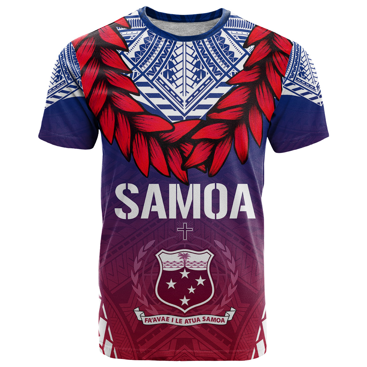 Custom Samoa Independence Day T Shirt Ula Fala Gradient Color LT7 Art - Polynesian Pride