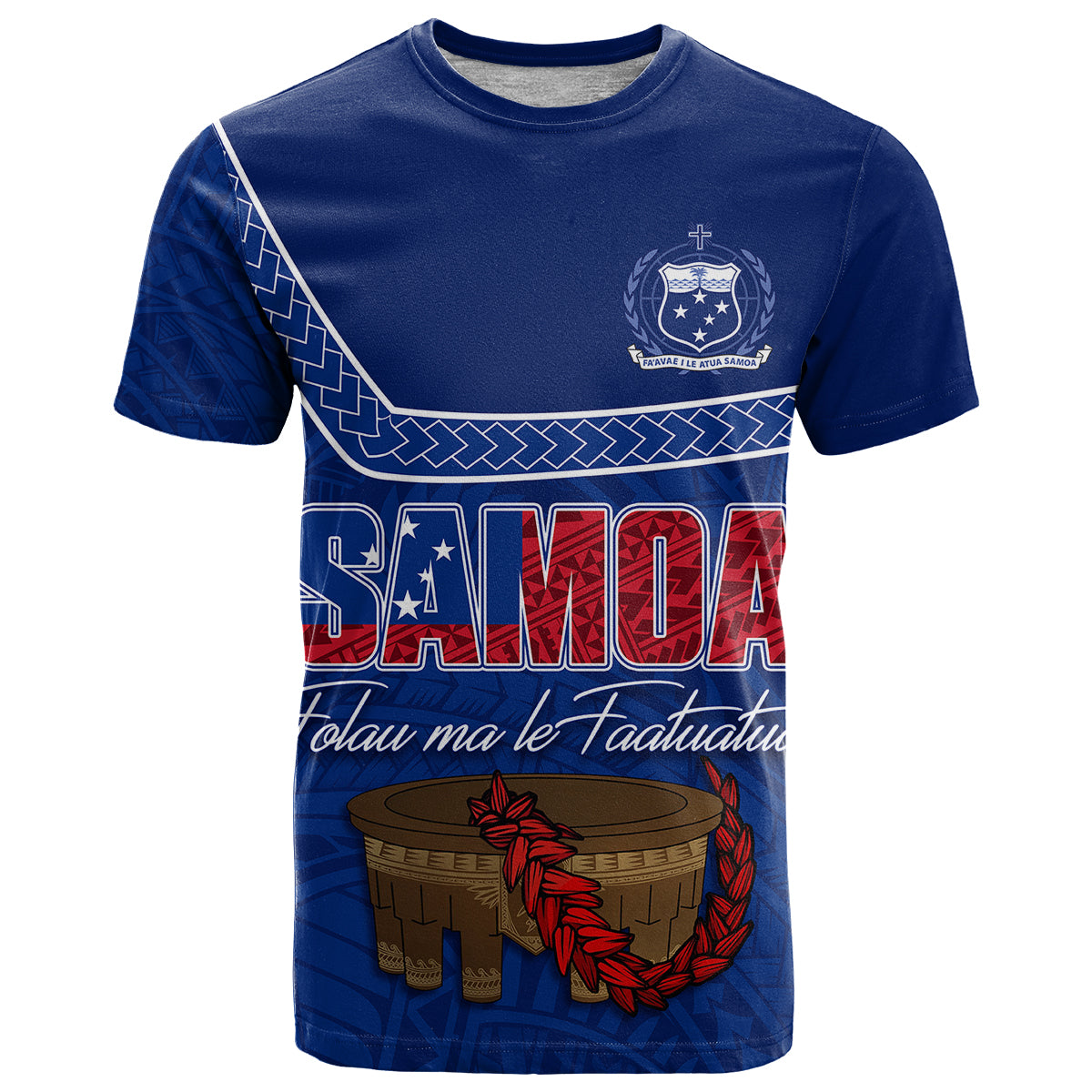 Custom Samoa Independence Day T Shirt Kava And Ula Fala Sail With Faith LT7 Blue - Polynesian Pride
