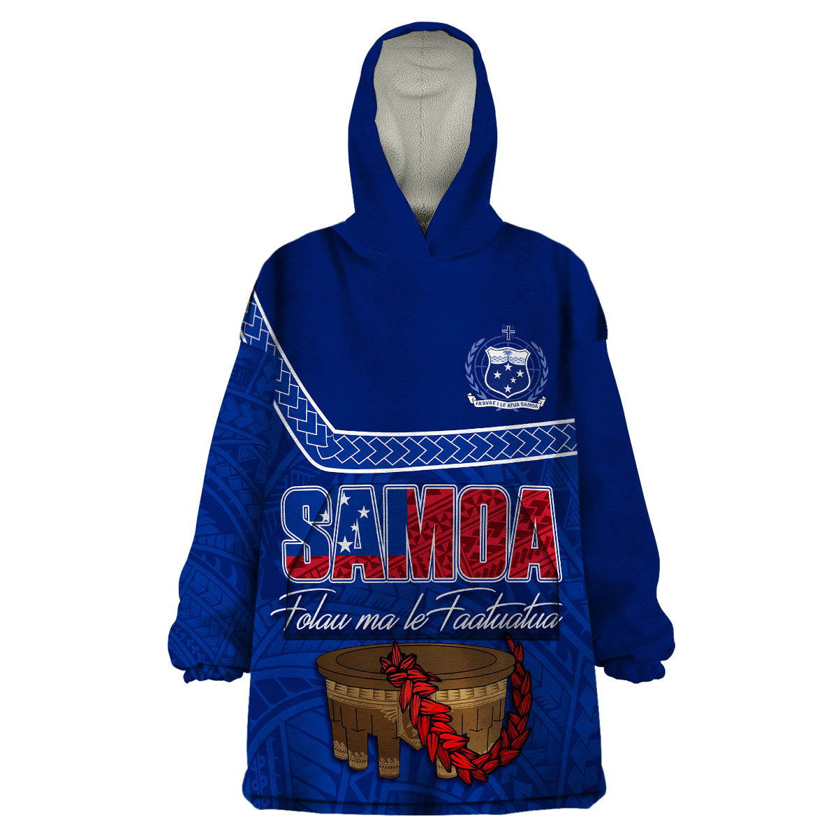 Personalised Samoa Independence Day Wearable Blanket Hoodie Kava And Ula Fala - Sail With Faith LT7 Unisex One Size - Polynesian Pride