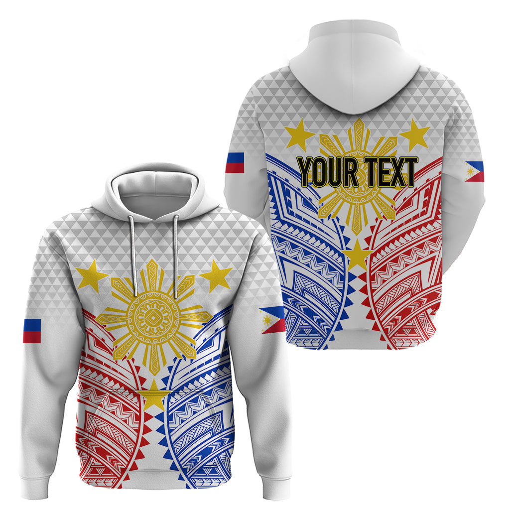 Custom Philippines Independence Day Hoodie Tribal Sun and Stars Ver 01 LT7 Pullover Hoodie White - Polynesian Pride