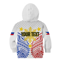 Personalised Philippines Independence Day Kid Hoodie Tribal Sun and Stars Ver 01 LT7 Zip Hoodie White - Polynesian Pride