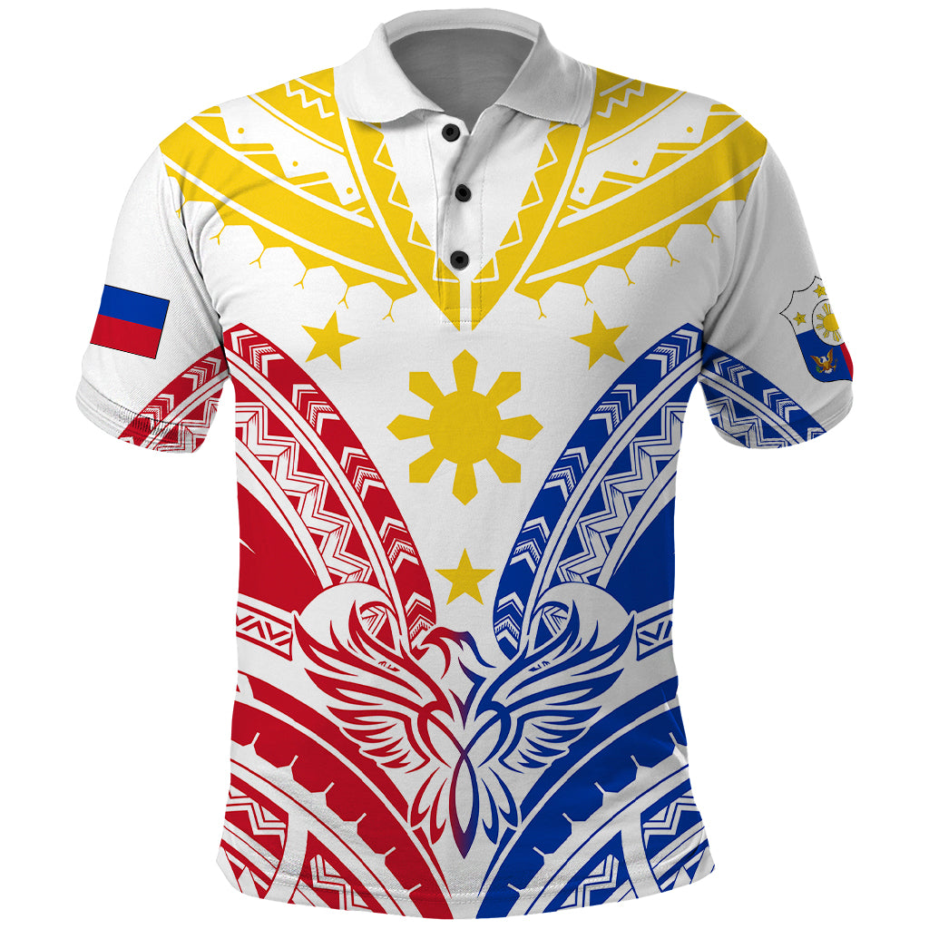 Custom Philippines Independence Day Polo Shirt Tribal Sun and Stars Ver 02 LT7 White - Polynesian Pride