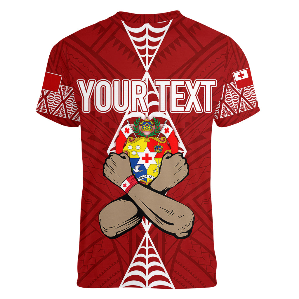 Personalised Tonga Rugby Women V Neck T Shirt Mate Ma'a Tonga Independence Day LT7 - Polynesian Pride