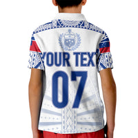 Personalised Samoa Rugby Kid Polo Shirt Manu Samoa Gradient White LT7 - Polynesian Pride
