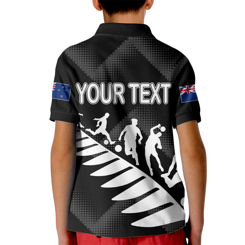 Personalised New Zealand Football Ferns Kid Polo Shirt Women's World Cup 2023 Sporty Vibes LT7 - Polynesian Pride