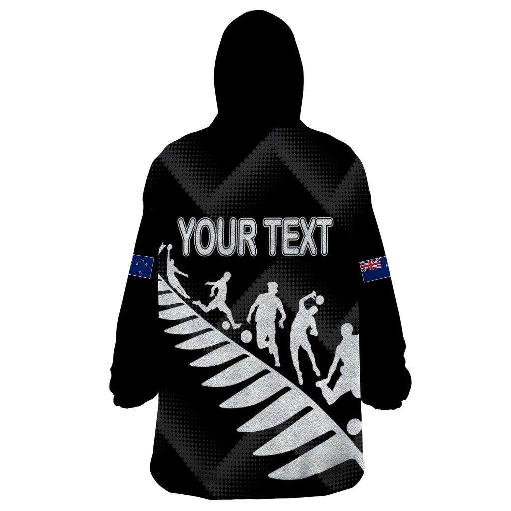 Personalised New Zealand Football Ferns Wearable Blanket Hoodie Women's World Cup 2023 Sporty Vibes LT7 - Polynesian Pride