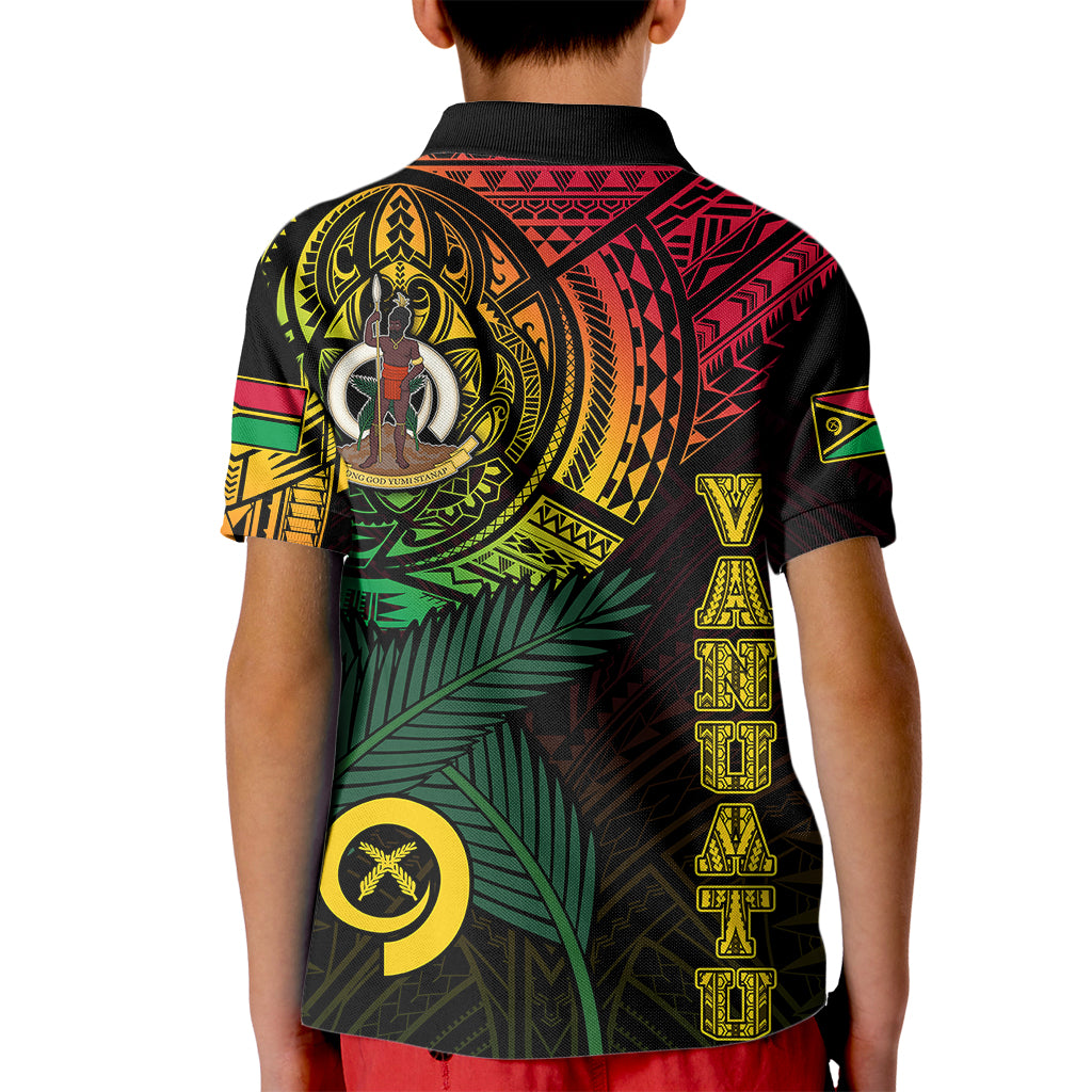 Personalised Vanuatu Kid Polo Shirt Turtle Chest Tattoo Flag Color LT7 - Polynesian Pride