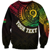 Personalised Vanuatu Sweatshirt Turtle Chest Tattoo Flag Color LT7 Unisex Black - Polynesian Pride