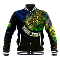 Personalised Vanuatu Baseball Jacket Turtle Chest Tattoo Flag Color - Malampa LT7 Unisex Black - Polynesian Pride