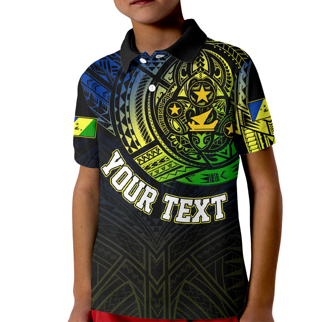 Personalised Vanuatu Kid Polo Shirt Turtle Chest Tattoo Flag Color - Malampa LT7 Kid Black - Polynesian Pride