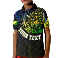Personalised Vanuatu Kid Polo Shirt Turtle Chest Tattoo Flag Color - Malampa LT7 Kid Black - Polynesian Pride