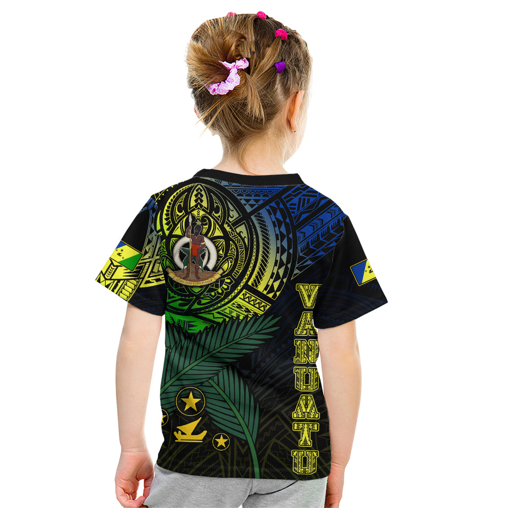 Personalised Vanuatu Kid T Shirt Turtle Chest Tattoo Flag Color - Malampa LT7 - Polynesian Pride