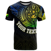 Custom Vanuatu T Shirt Turtle Chest Tattoo Flag Color Malampa LT7 Black - Polynesian Pride