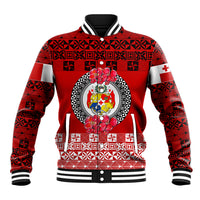 (Custom Personalised) Tonga Emancipation Day Baseball Jacket Independence Day - Simple Ngatu Heilala Flower - Red LT8 Unisex Red - Polynesian Pride