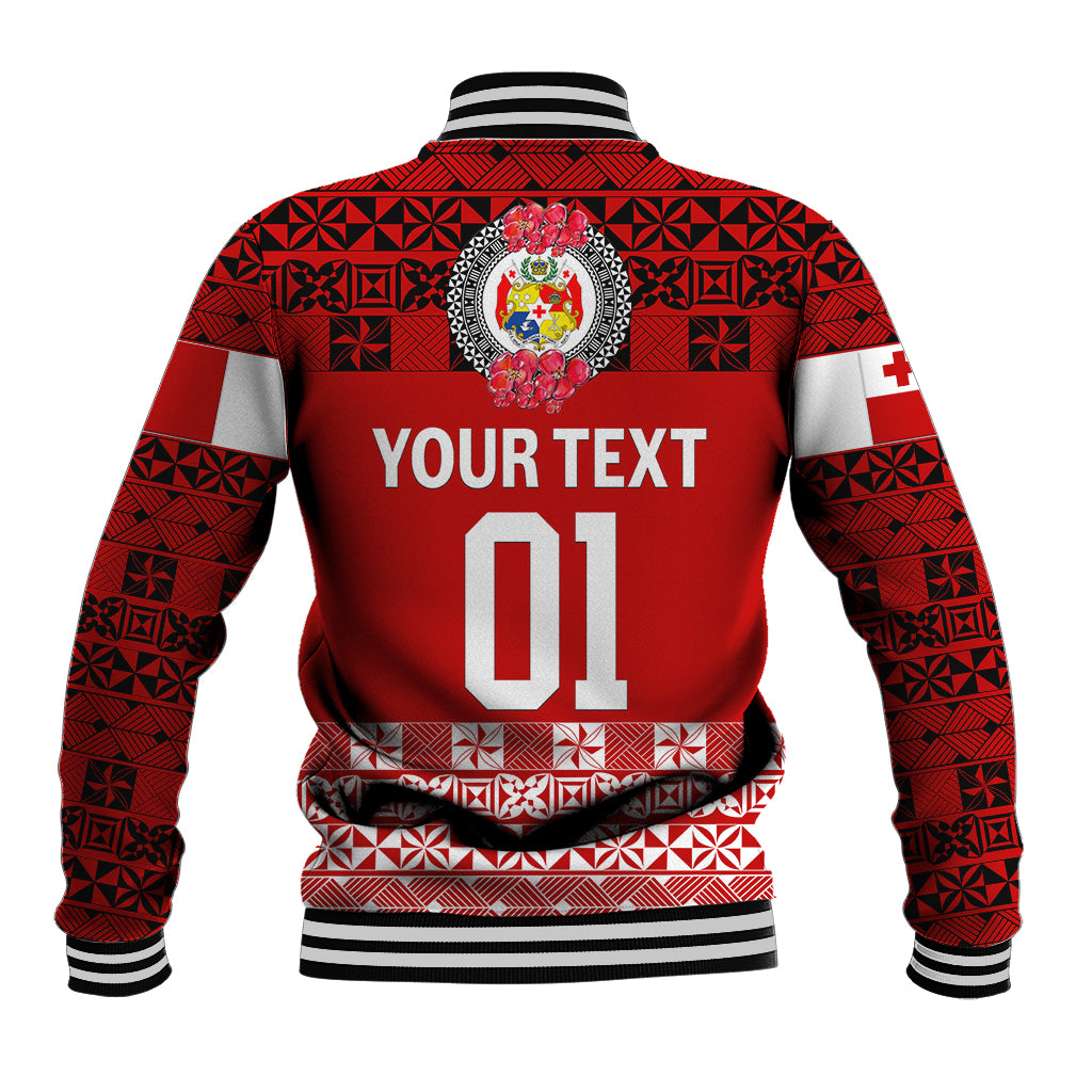 (Custom Personalised) Tonga Emancipation Day Baseball Jacket Independence Day - Simple Ngatu Heilala Flower - Red LT8 - Polynesian Pride
