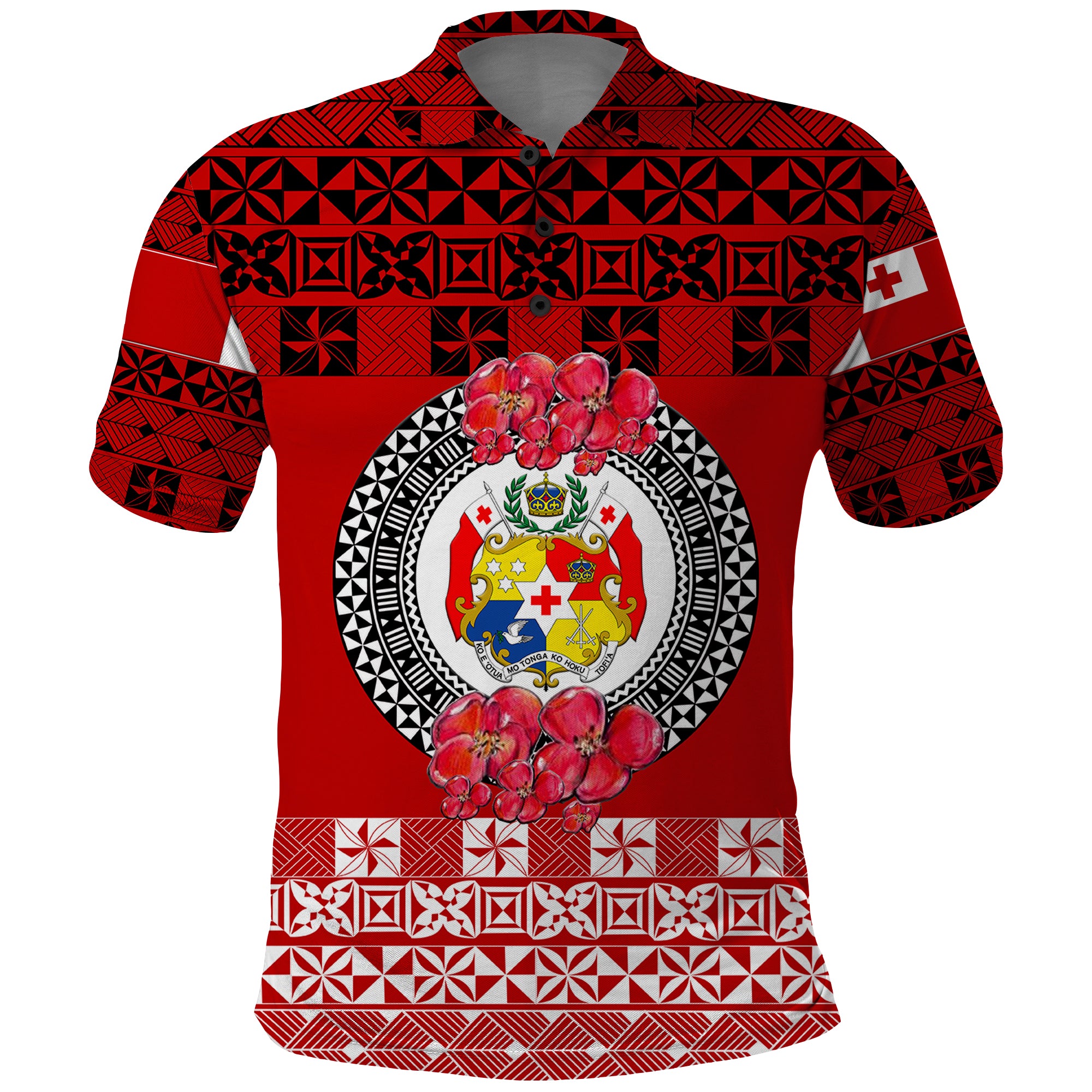Custom Tonga Emancipation Day Polo Shirt Independence Day Simple Ngatu Heilala Flower Red LT8 Red - Polynesian Pride