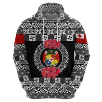 Custom Tonga Hoodie Emancipation Day Simple Ngatu Heilala Flower Black LT8 Zip Hoodie Black - Polynesian Pride