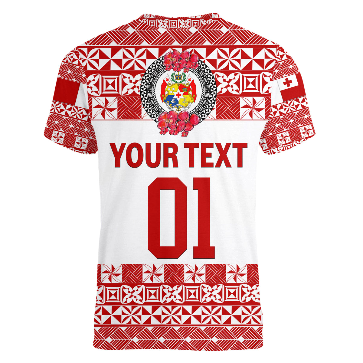 (Custom Personalised) Tonga Emancipation Day Women V Neck T Shirt Independence Day - Simple Ngatu Heilala Flower - White Red LT8 - Polynesian Pride