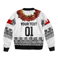 (Custom Personalised) Tonga Emancipation Day Bomber Jacket Independence Day - Fancy Kahoa Heilala Flower - White Black LT8 - Polynesian Pride