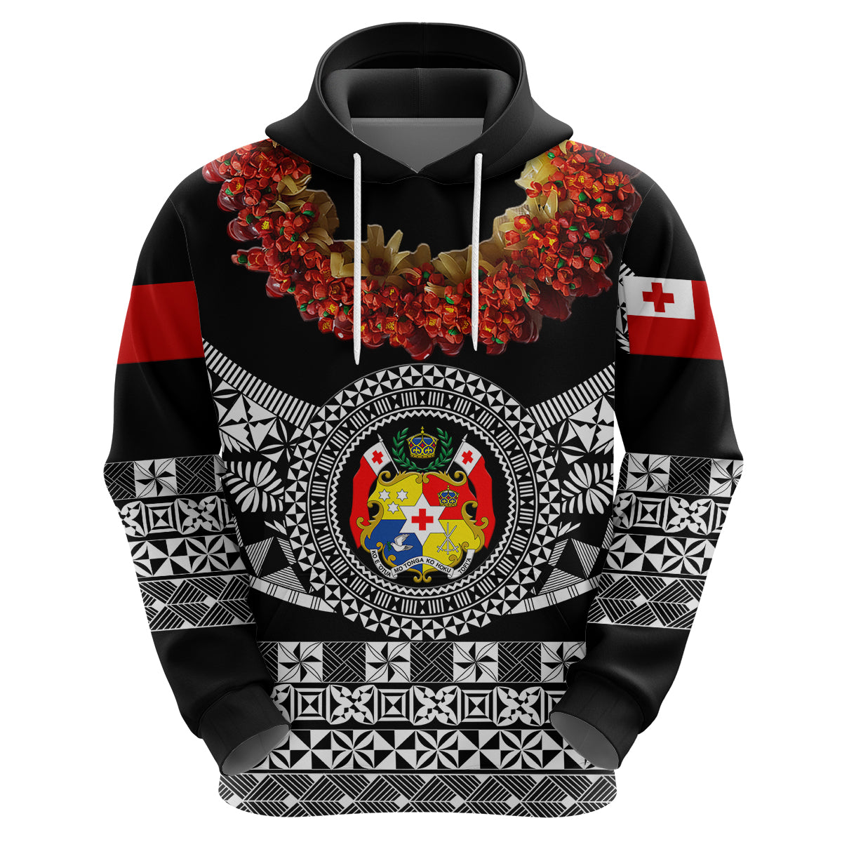 Custom Tonga Hoodie Emancipation Day Fancy Kahoa Heilala Flower Black LT8 Zip Hoodie Black - Polynesian Pride