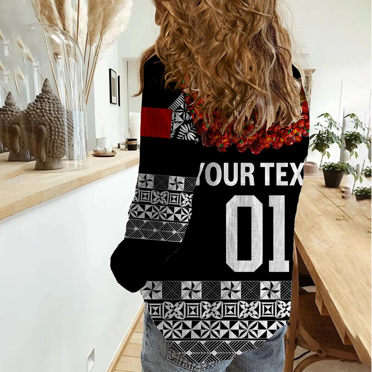 (Custom Personalised) Tonga Emancipation Day Women Casual Shirt Independence Day - Fancy Kahoa Heilala Flower - Black LT8 - Polynesian Pride