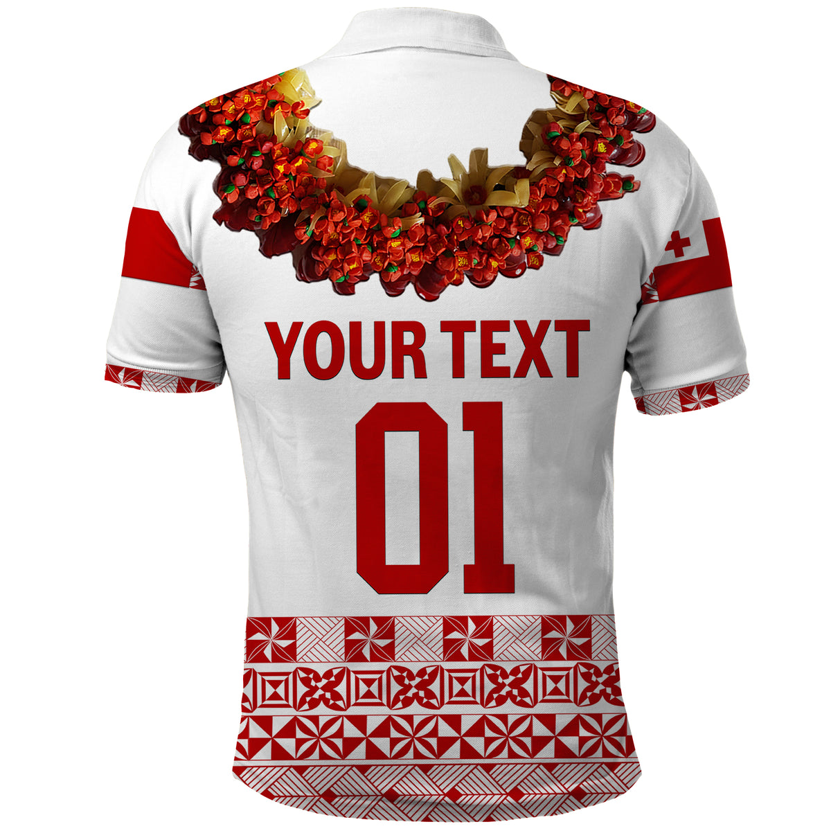 Custom Tonga Emancipation Day Polo Shirt Independence Day Fancy Kahoa Heilala Flower White Red LT8 - Polynesian Pride
