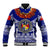 (Custom Personalised) Tonga Emancipation Day Baseball Jacket Independence Day - Fancy Kahoa Heilala Flower - Blue LT8 Unisex Blue - Polynesian Pride