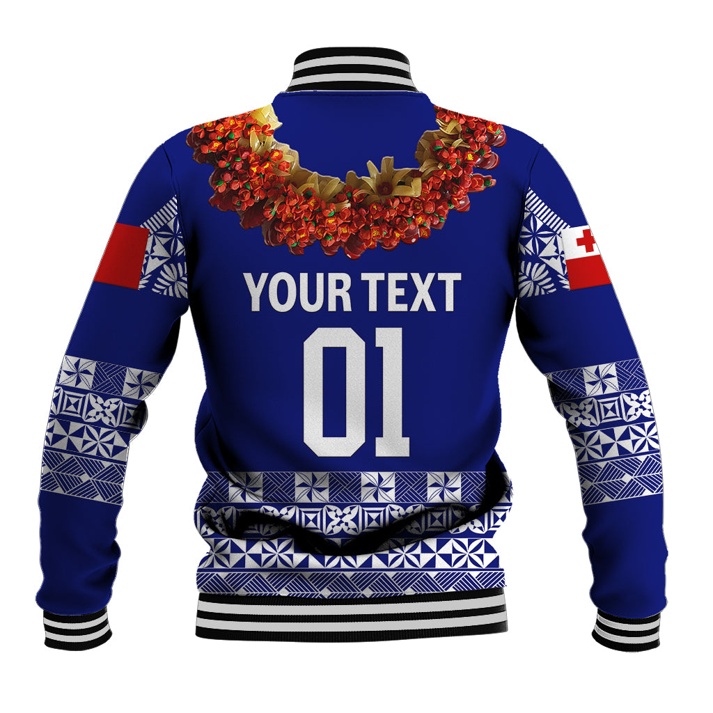 (Custom Personalised) Tonga Emancipation Day Baseball Jacket Independence Day - Fancy Kahoa Heilala Flower - Blue LT8 - Polynesian Pride