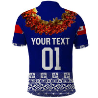 Custom Tonga Emancipation Day Polo Shirt Independence Day Fancy Kahoa Heilala Flower Blue LT8 - Polynesian Pride