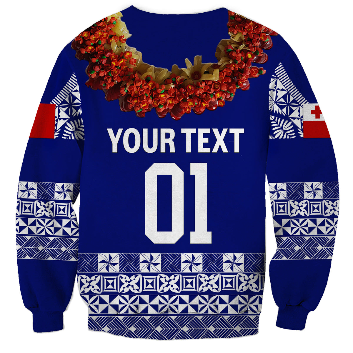 (Custom Personalised) Tonga Emancipation Day Sweatshirt Independence Day - Fancy Kahoa Heilala Flower - Blue LT8 - Polynesian Pride