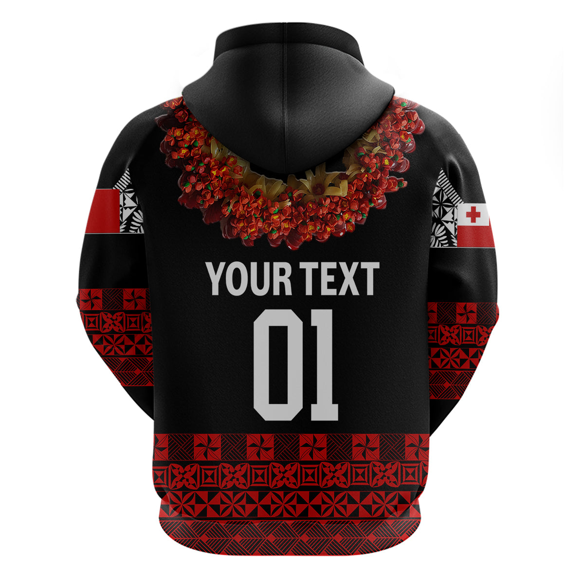 Custom Tonga Hoodie Emancipation Day Fancy Kahoa Heilala Flower Black Red LT8 - Polynesian Pride