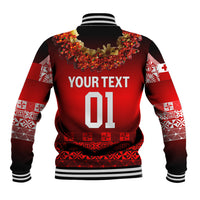 (Custom Personalised) Tonga Emancipation Day Baseball Jacket Independence Day - Fancy Kahoa Heilala Flower - Gradient LT8 - Polynesian Pride