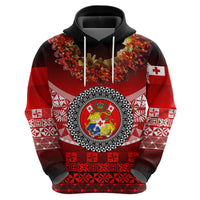 Custom Tonga Hoodie Emancipation Day Fancy Kahoa Heilala Flower Gradient LT8 Zip Hoodie Black - Polynesian Pride
