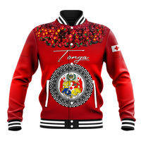 (Custom Personalised) Tonga Emancipation Day Baseball Jacket Independence Day - Unique Kahoa Heilala Flower - Red LT8 Unisex Red - Polynesian Pride