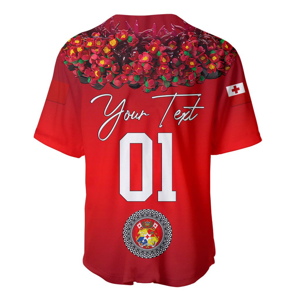 (Custom Personalised) Tonga Emancipation Day Baseball Jersey Independence Day - Unique Kahoa Heilala Flower - Red LT8 - Polynesian Pride