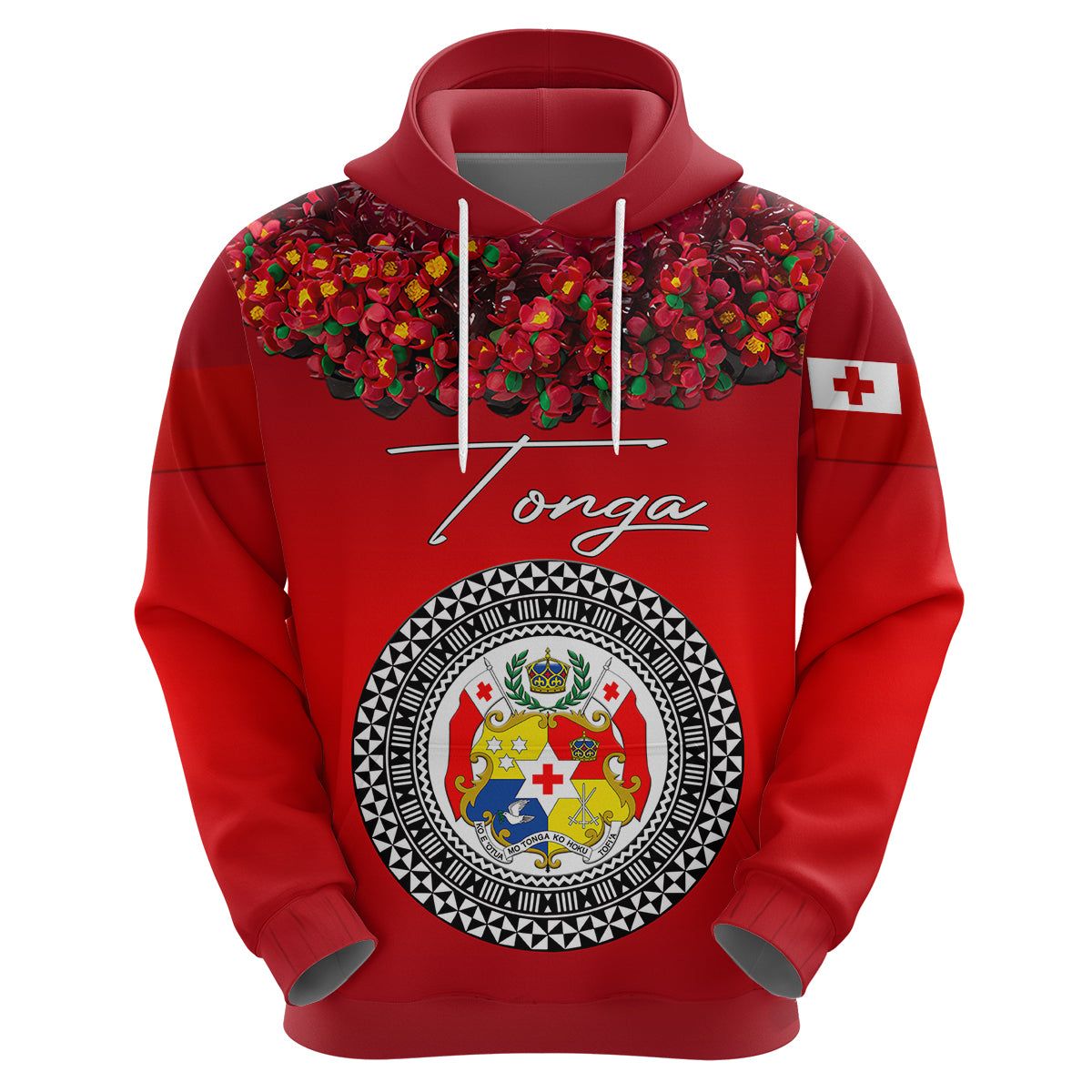 Custom Tonga Hoodie Emancipation Day Unique Kahoa Heilala Flower Red LT8 Zip Hoodie Red - Polynesian Pride