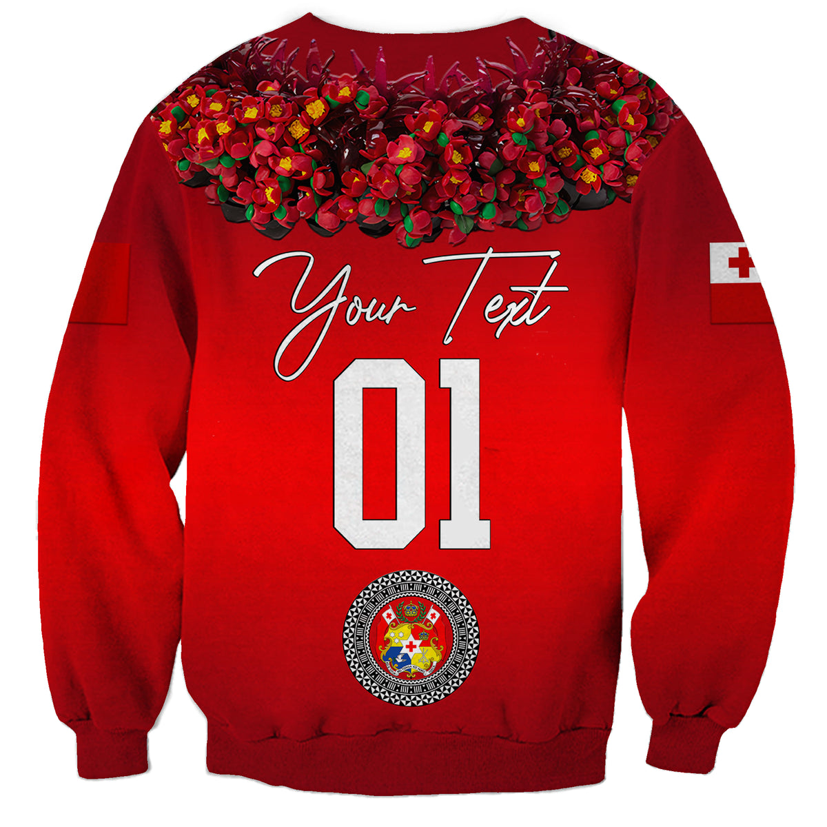 (Custom Personalised) Tonga Emancipation Day Sweatshirt Independence Day - Unique Kahoa Heilala Flower - Red LT8 - Polynesian Pride