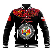 (Custom Personalised) Tonga Emancipation Day Baseball Jacket Independence Day - Unique Kahoa Heilala Flower - Black LT8 Unisex Black - Polynesian Pride