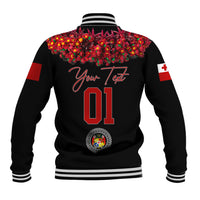 (Custom Personalised) Tonga Emancipation Day Baseball Jacket Independence Day - Unique Kahoa Heilala Flower - Black LT8 - Polynesian Pride