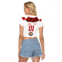 (Custom Personalised) Tonga Emancipation Day Raglan Cropped T Shirt Independence Day - Unique Kahoa Heilala Flower - White LT8 - Polynesian Pride